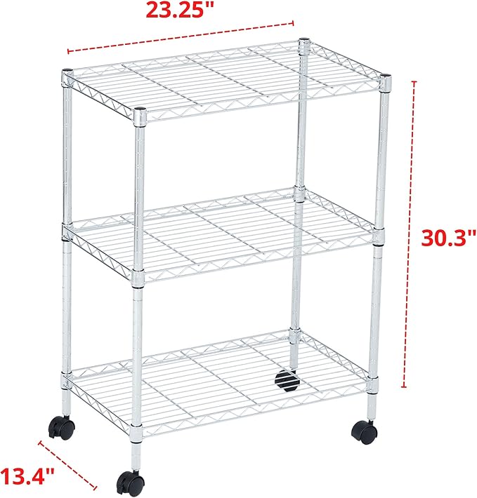 3 Tier Wire Shelving Unit Storage Rack, Metal Heavy Duty Utility Organizers - Image 3