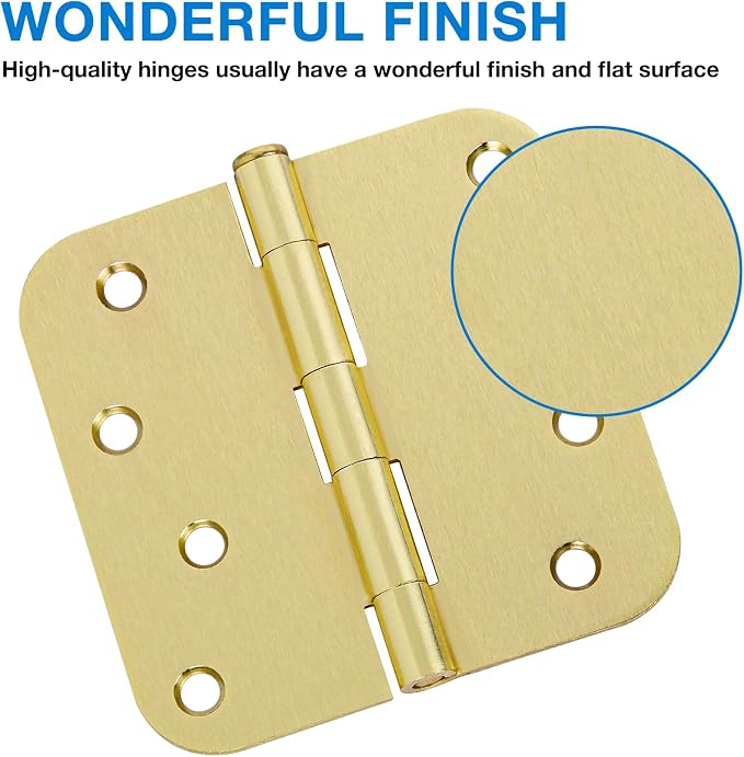 12 Pack 4"x 4 Inch Door Hinges Brass Hardware Gold Exterior Door Hinge 8 Holes - Image 3