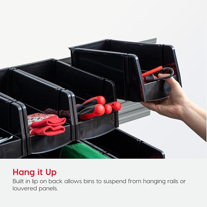 IRIS USA Stackable Bins, Plastic Hanging Open Front Shelf Bin Storage Organizer - Image 6