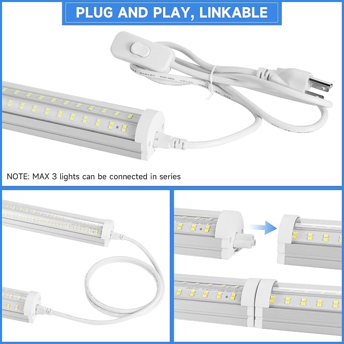 8FT U Shape 125W Integrated Tube Bright LED Light, 6500K Clear White, 20000LM - Image 5