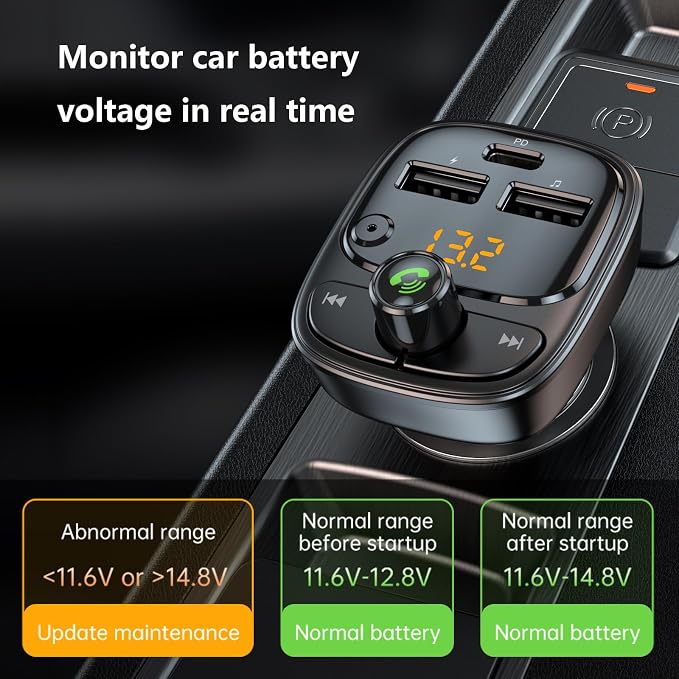 Bluetooth 5.3 FM Transmitter Car Adapter, Wireless Radio MP3 Player Stereo - Image 7
