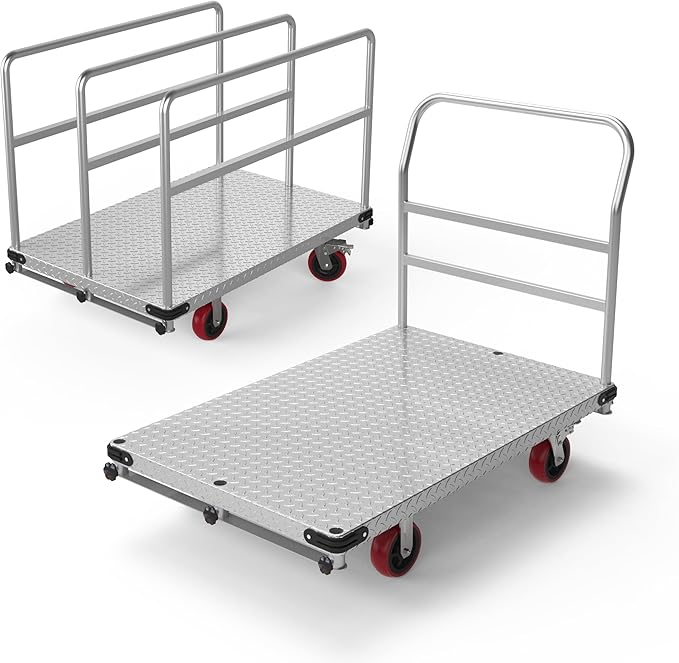 Extra Large Steel Panel Cart Dolly, 2IN1 Heavy Duty Drywall Lumber Truck by PHEXOD