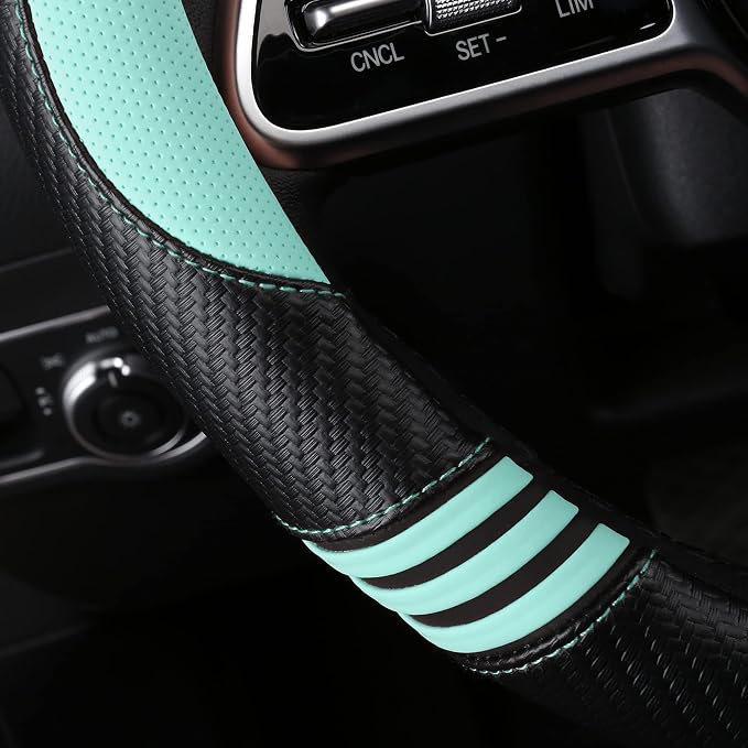 Car Steering Wheel Covers for Women Girl Padded Carbon Fiber PU Leather Cute - Image 4