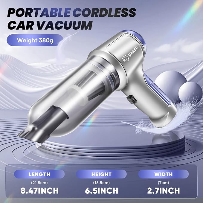 Saker Car Vacuum Portable Cordless 15000PA, 3 in 1 Handheld Vacuum - Image 8