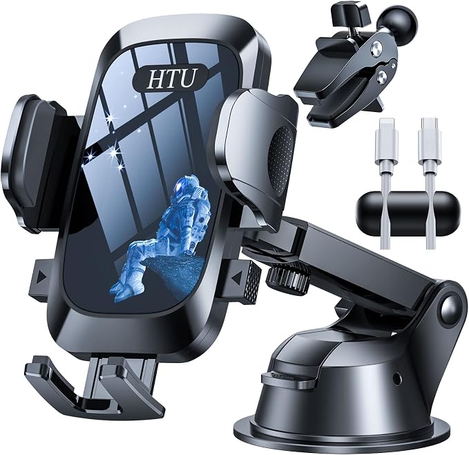 HTU 2025 Upgraded Car Phone Holder 【Safety Certs & No Smell】 Cell Phone Holder by HTU15yearsincarmounts