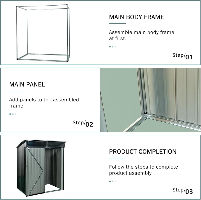 Metal 5x3 FT Garden Storage Shed, Outdoor Small Shed - Image 3