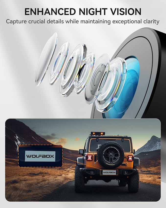 WOLFBOX G900 Rear View Mirror Camera, Mirror Dash Cam 4K Front and 2.5K Rear - Image 4