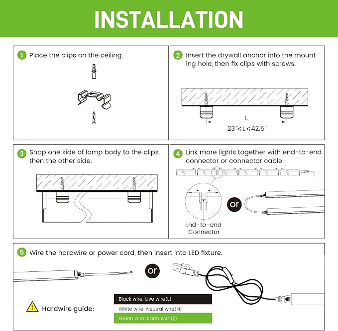 Pak 4FT LED Shop Lights, 2300LM 6500K Cool White, 20W Energy Efficient Linkable - Image 8