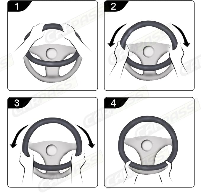 CAR PASS Rhombus Leather Universal Steering Wheel Cover, Fit - Image 6