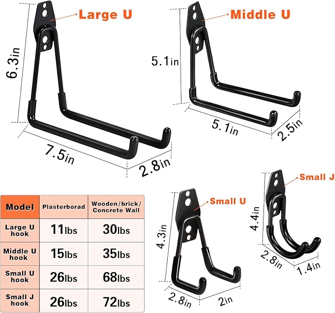 32 Pack Garage Hooks Heavy Duty, Utility Steel Wall Mount - Image 3