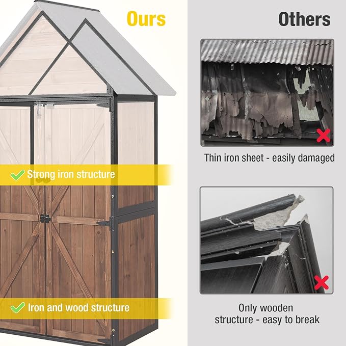 Outdoor Storage Shed, Vertical Wooden Tool Shed - Image 3
