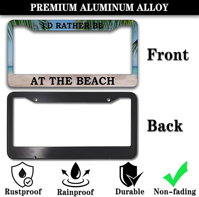 License Plate Frames Multicolor Car License Plate Frame I'd Rather Be at The - Image 3