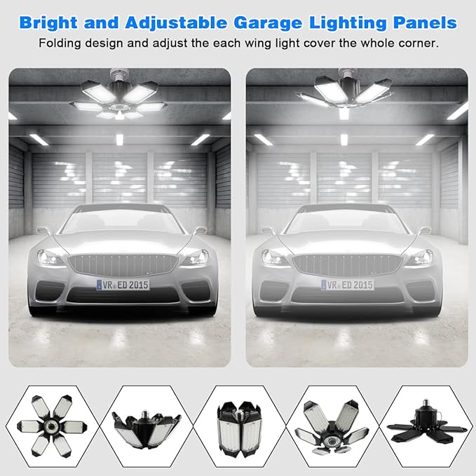 LED Garage Light - 160W LED Garage Ceiling Lights 16000LM Super Bright Garage - Image 3
