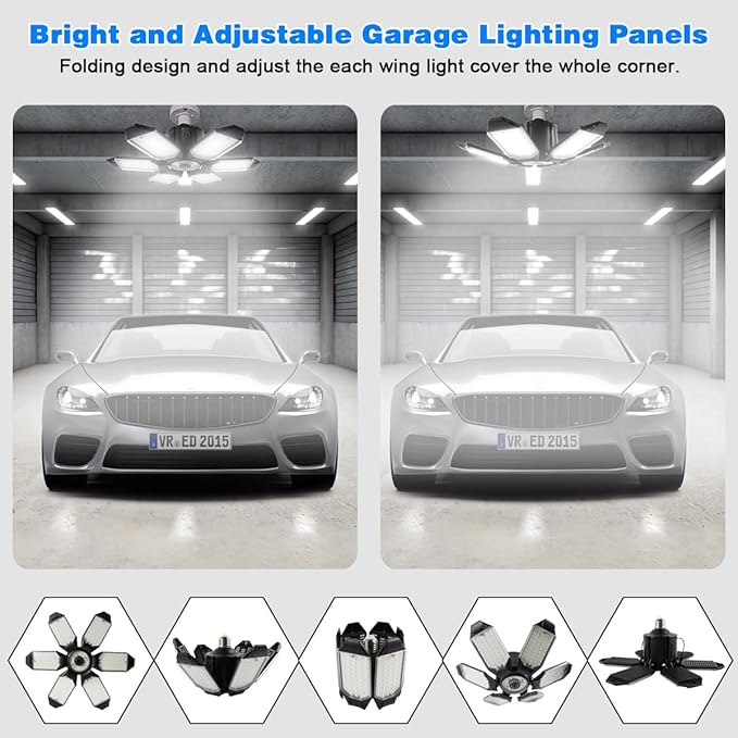 LED Garage Light - 160W Garage Light Bulb 64000LM 6500K Super Bright Garage - Image 3