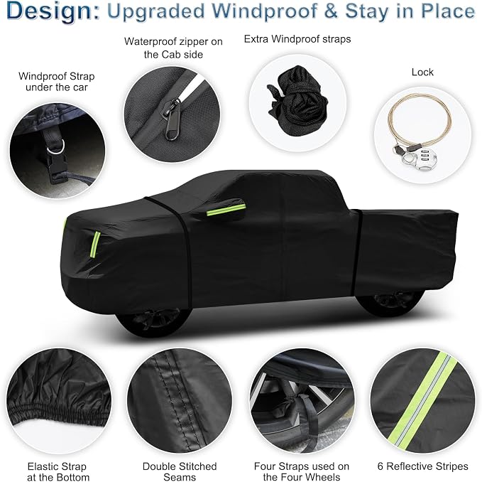for Chevy Silverado 1500 Crew Cab 6.6 ft. Bed Truck Cover, Waterproof All - Image 2