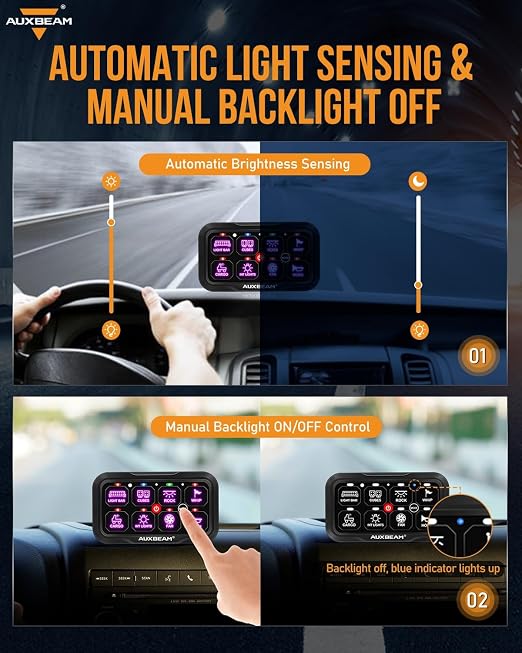 Auxbeam 8 Gang Switch Panel RC-800 RGB Wireless Remote Control Range Up to - Image 5