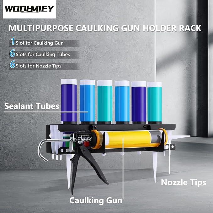 Caulking Tool Holder, Caulking Tool Storage Rack, Wall Mounted Caulk Tube - Image 2