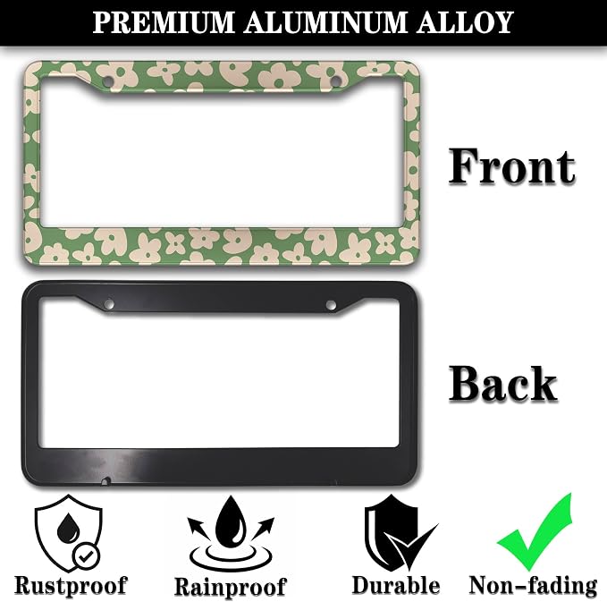 License Plate Holder Multicolor License Plate Frames Vintage Groovy Flowers - Image 3