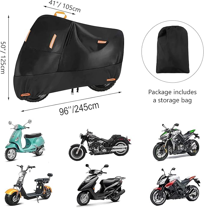 300D Oxford Heavy Duty Motorcycle Cover, Dirt Bike Cover, 96 inch XL - Image 7