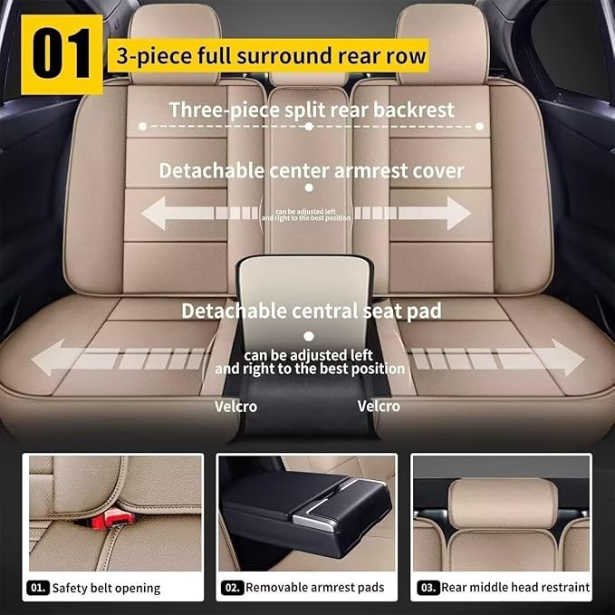 YORKNEIC Leather Car Seat Covers Fit - Image 2