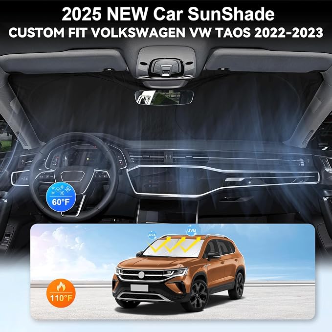Custom Fit VW Taos Windshield Sunshade - Image 4