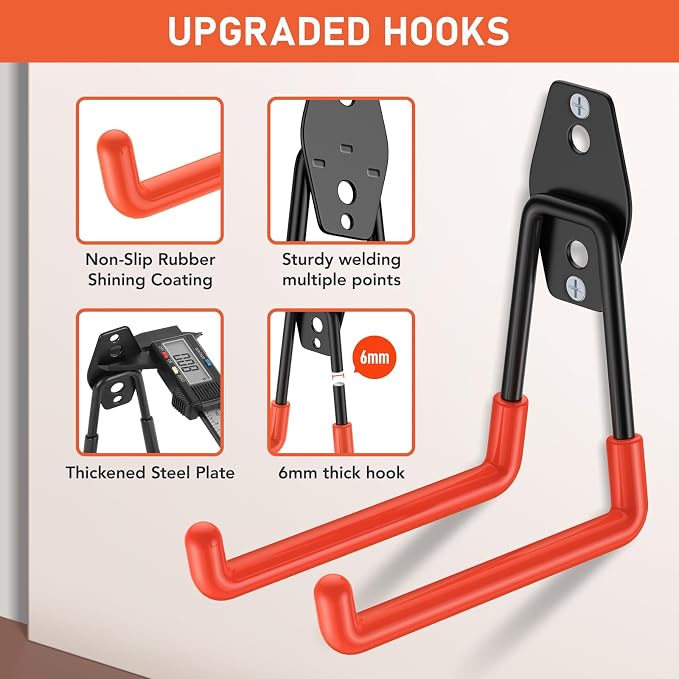 4 Pack 5.2x5.1 Inch Utility Steel Wall Mount Heavy Duty Garage Hooks - Image 3