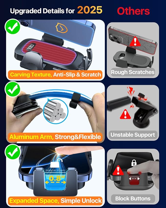 YRU Cell Phone Automobile Cradles Dashboard Windshield Pickup Truck Phone Mount - Image 5