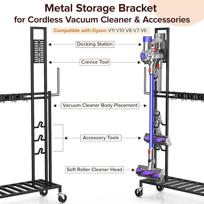 Cleaning Utility Cart on Wheels, Vacuum Stand Compatible - Image 5