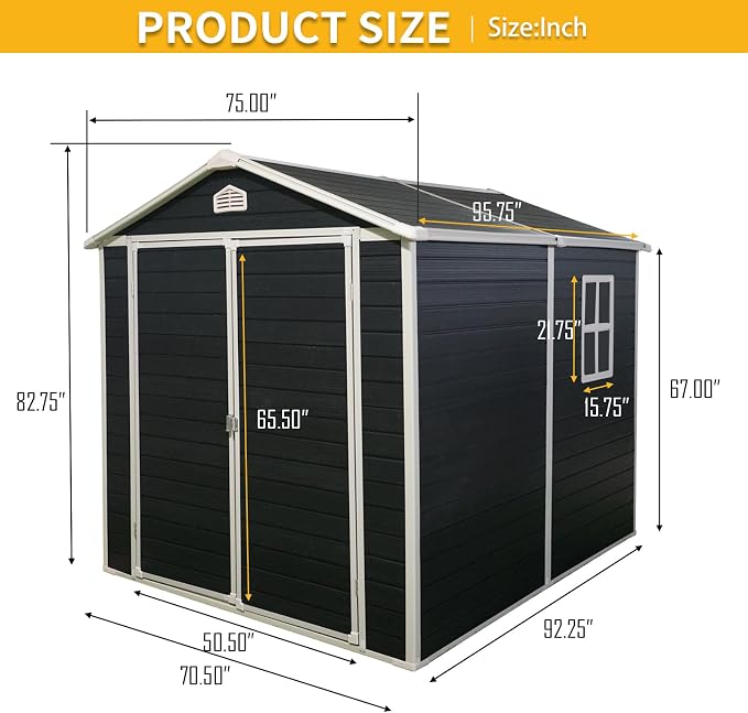 6x8 FT Outdoor Storage Shed, Resin Garden Shed - Image 4