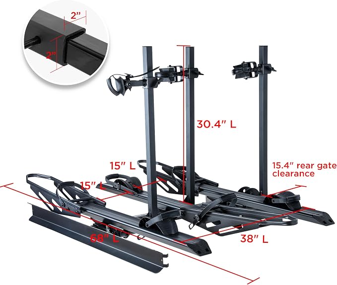 250LBS. Capacity Foldable 3-Ebike Rack - Image 8