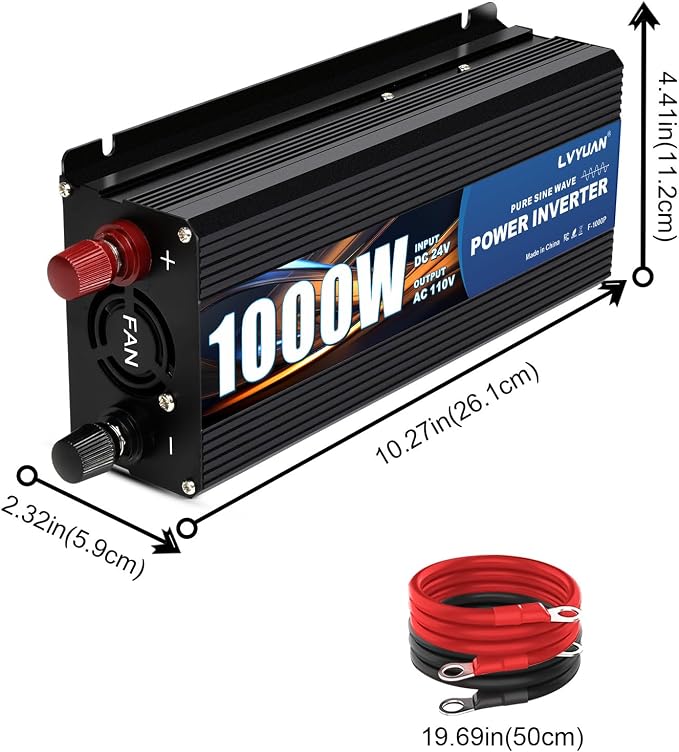 LVYUAN 1000 Watt Pure Sine Wave Power Inverter 24V to 110V/120V DC to AC - Image 3