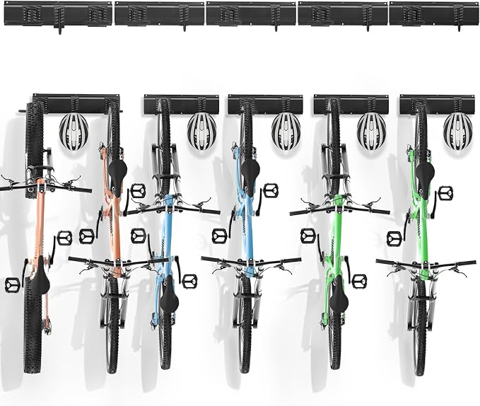 VEVOR Bike Storage Rack, 6 Bike Racks and 5 Helmets Hooks, Wall Mount Bike by VEVOR