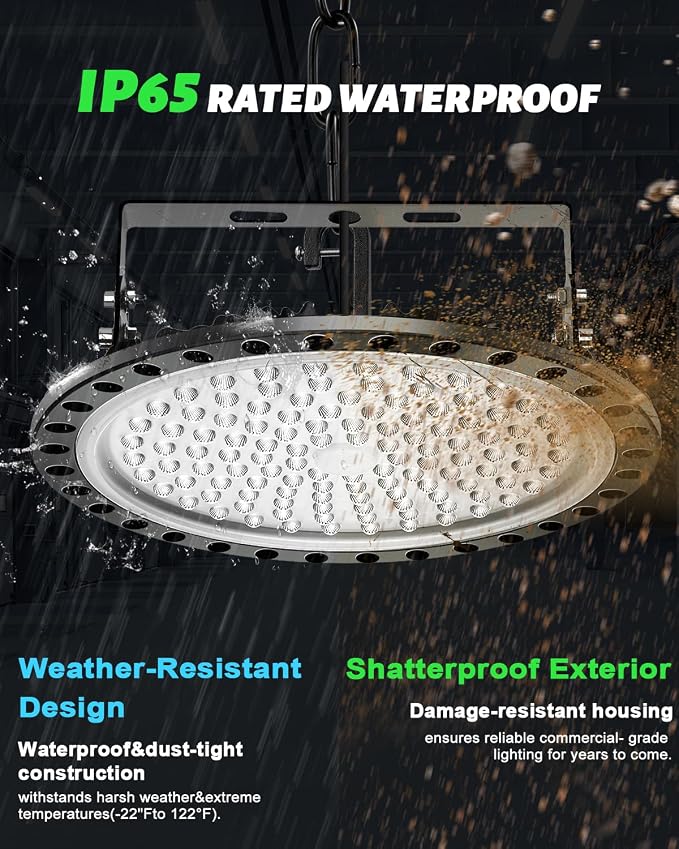 Viugreum High Bay LED Shop Lights, 300W UFO LED High Bay Light 30, 000LM 120V - Image 3