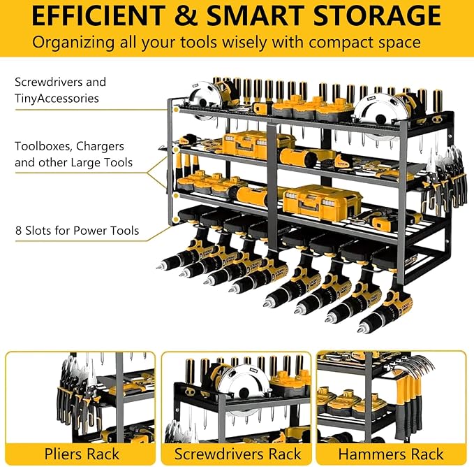 Power Tool Organizer Wall Mount：Heavy Duty Drill Holder Rack - Image 4