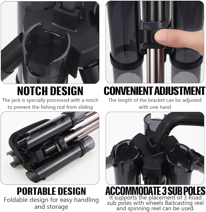 Gisafai Fishing Rod Carrier Foldable Pole Holder Stand 3 Rod Portable Surf - Image 2