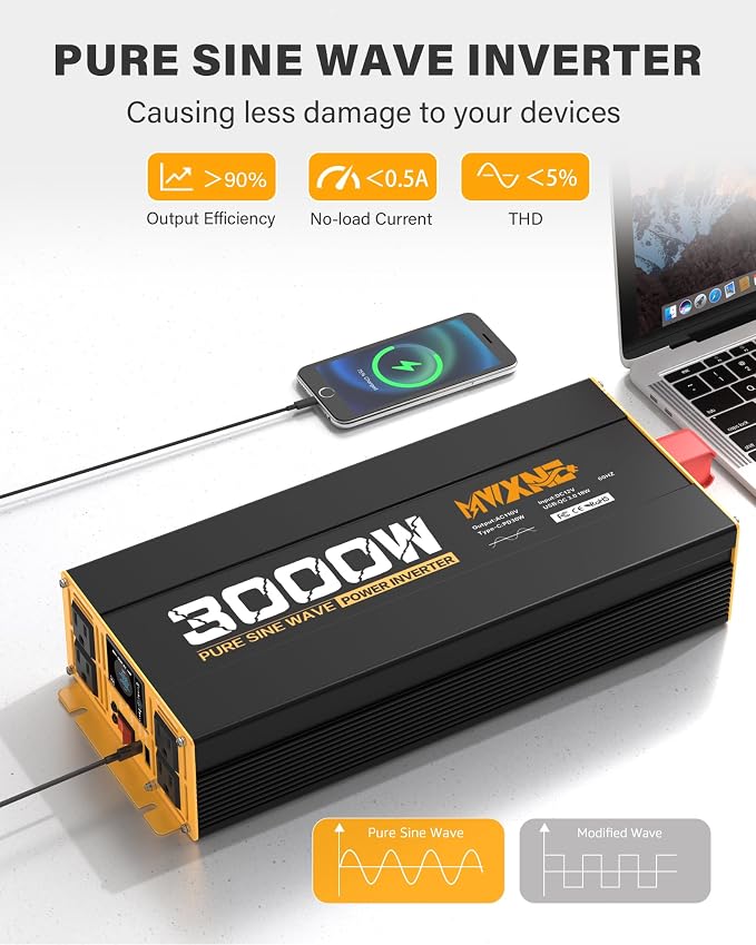 3000W Pure Sine Wave Inverter 12V DC to 110V 120V AC Converter - Image 3