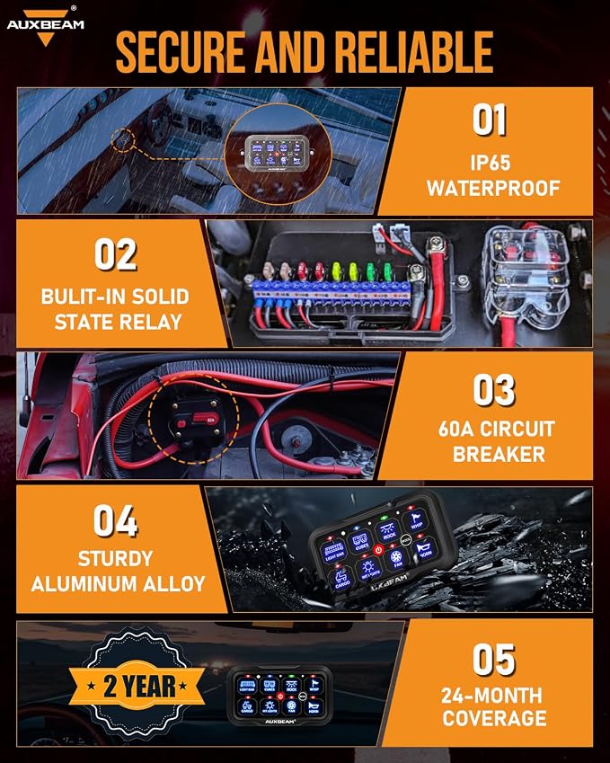Auxbeam 8 Gang Switch Panel Bluetooth AR-800 RGB Switch Pod - Image 7
