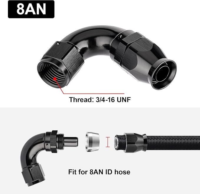 EVIL ENERGY 8AN 120 Degree PTFE One Piece Full Flow End Hose Fitting Aluminum - Image 4
