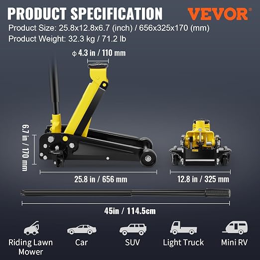 VEVOR 3 Ton Low Profile Floor Jack - Image 7