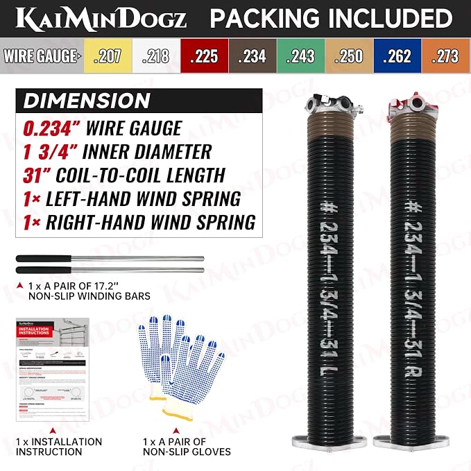 Pair of 1.75" Garage Door Torsion Springs Set - Image 2