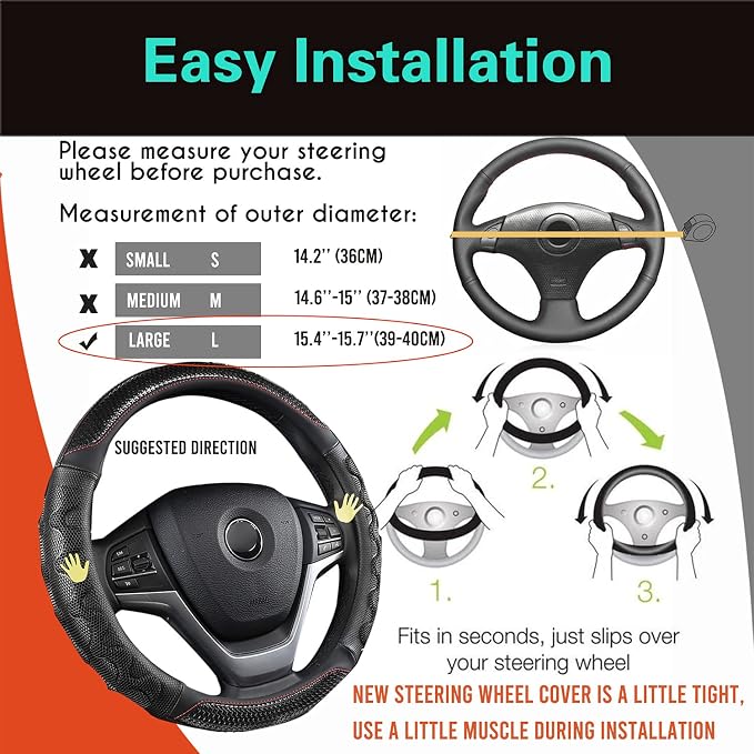 PINCTROT Large Size Steering Wheel Cover Great Grip - Image 6