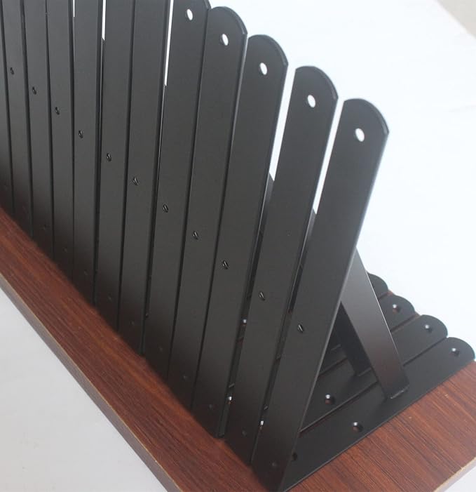 6 Pack L10 x H 8" Black Heavy Duty Shelf Brackets - Image 3