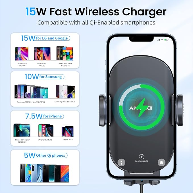 APPS2Car Car Cup Phone Holder Wireless Charger - Image 2