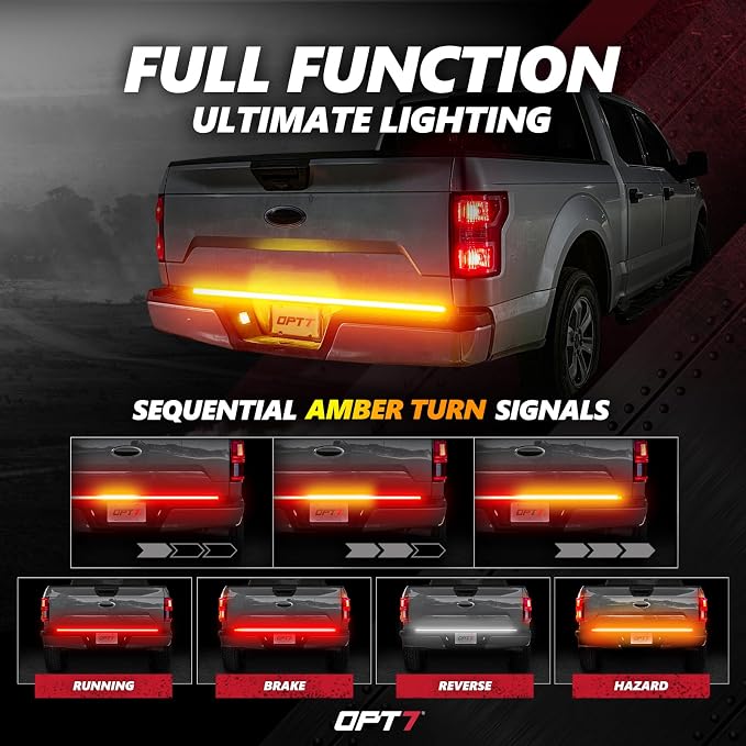 OPT7 60" Redline Triple Row LED Tailgate Light Bar w/Sequential Amber Turn - Image 2