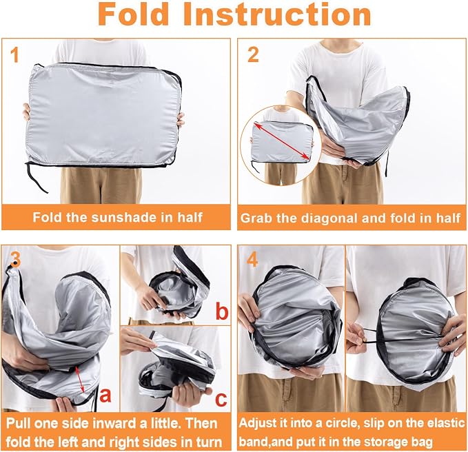 Windshield Sun Shade for Jeep Wrangler JK 2007-2018, Foldable Heat Shield - Image 8