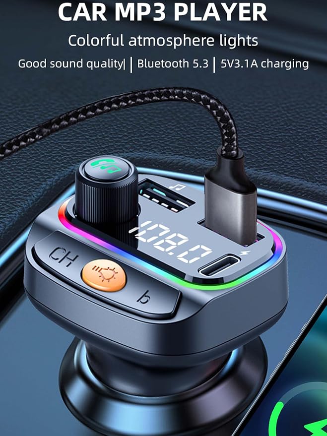 Bluetooth 5.3 FM Transmitter for Car, Wireless Car Adapter - Image 2