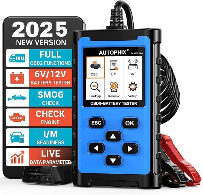 AUTOPHIX BAS300 Plus OBD2 Scanner & Battery Tester, 2-in-1 Car Diagnostic Tool by AUTOPHIX