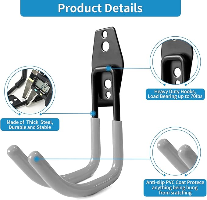 Garage Storage Utility Hooks，Garage Garden Tool Organizer，Steel Wall Mount Hooks - Image 2