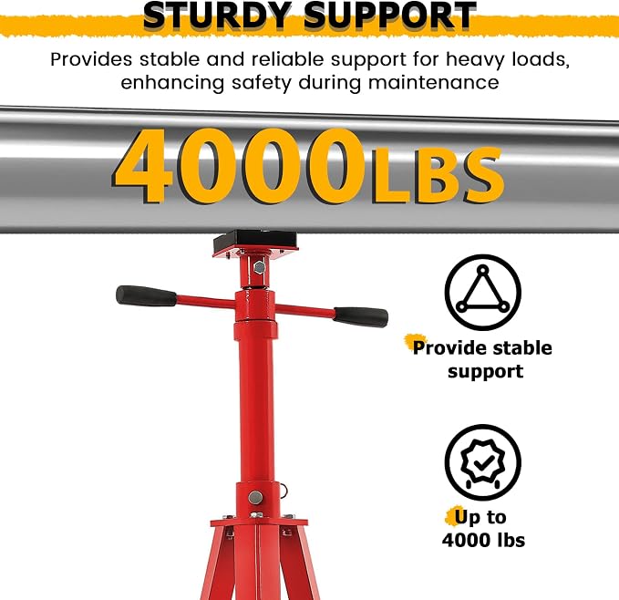 KUAFU 47.375"-84.5" Automotive Under Hoist Tripod Stand 2 Ton High Lift Jack - Image 3