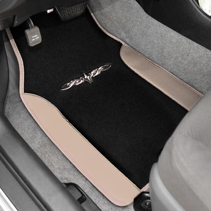BDK carXS Fresh Two-Tone Carpet Floor Mats, Tribal Tattoo Design - Image 3